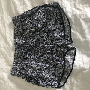Patterned black,white and blue shorts